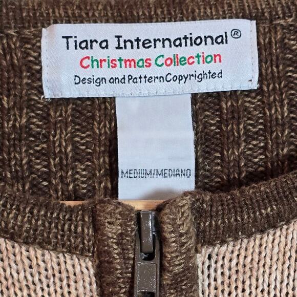 VTG Tiara Christmas Sweater Cardigan Tacky Medium Holiday Ugly Christmas Sweater - Picture 9 of 10